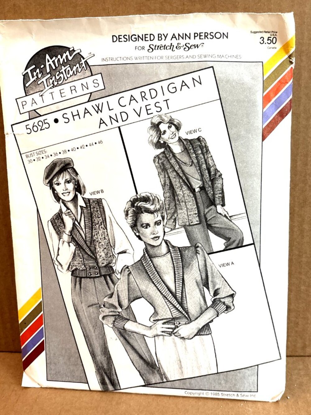 Stretch & Sew #5625 Shawl Cardigan and Vest Sewing Pattern